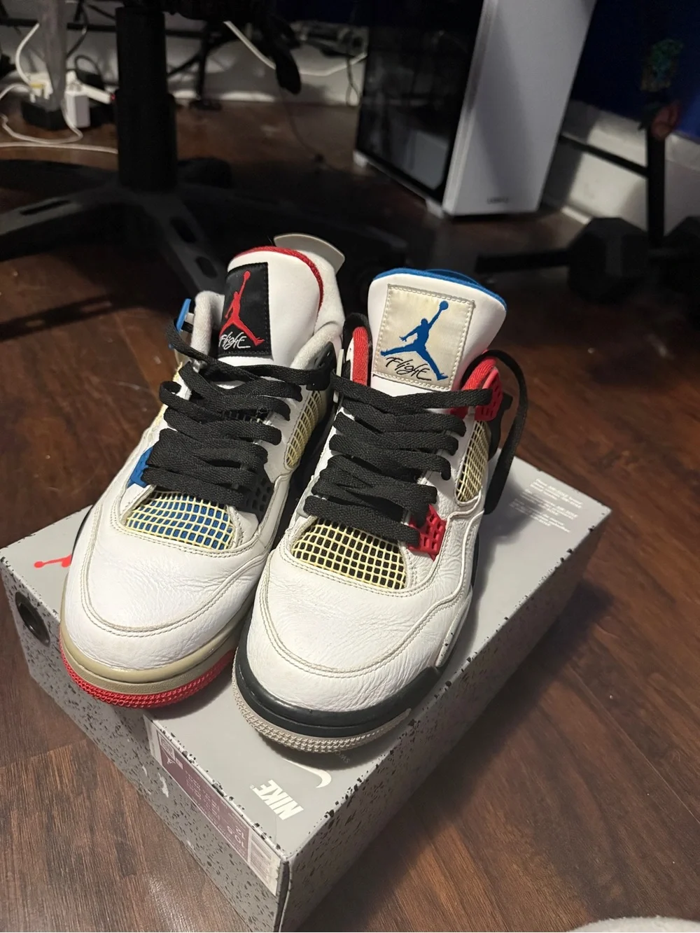 Air Jordan Retro 4 White Multicolor Sneakers